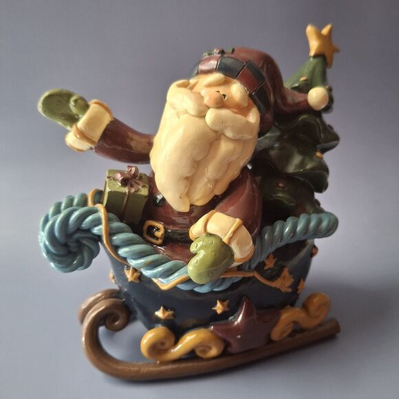 St. Nicholas Santa and Sleigh Resin Excellent Condition Christmas Tree Holiday - Picture 1 of 7